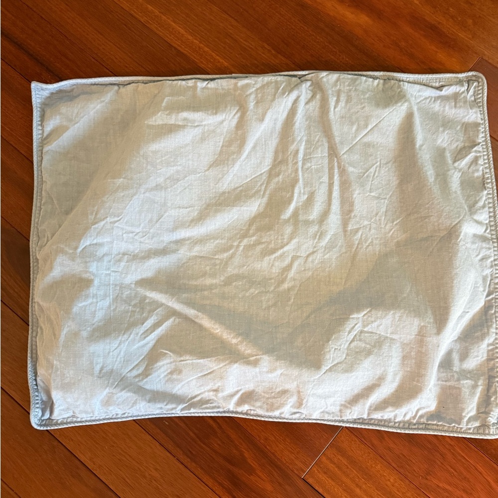 Ralph Lauren Pillow Sham 100% Cotton Solid Chambray W Striped Back 19 In X 25 In